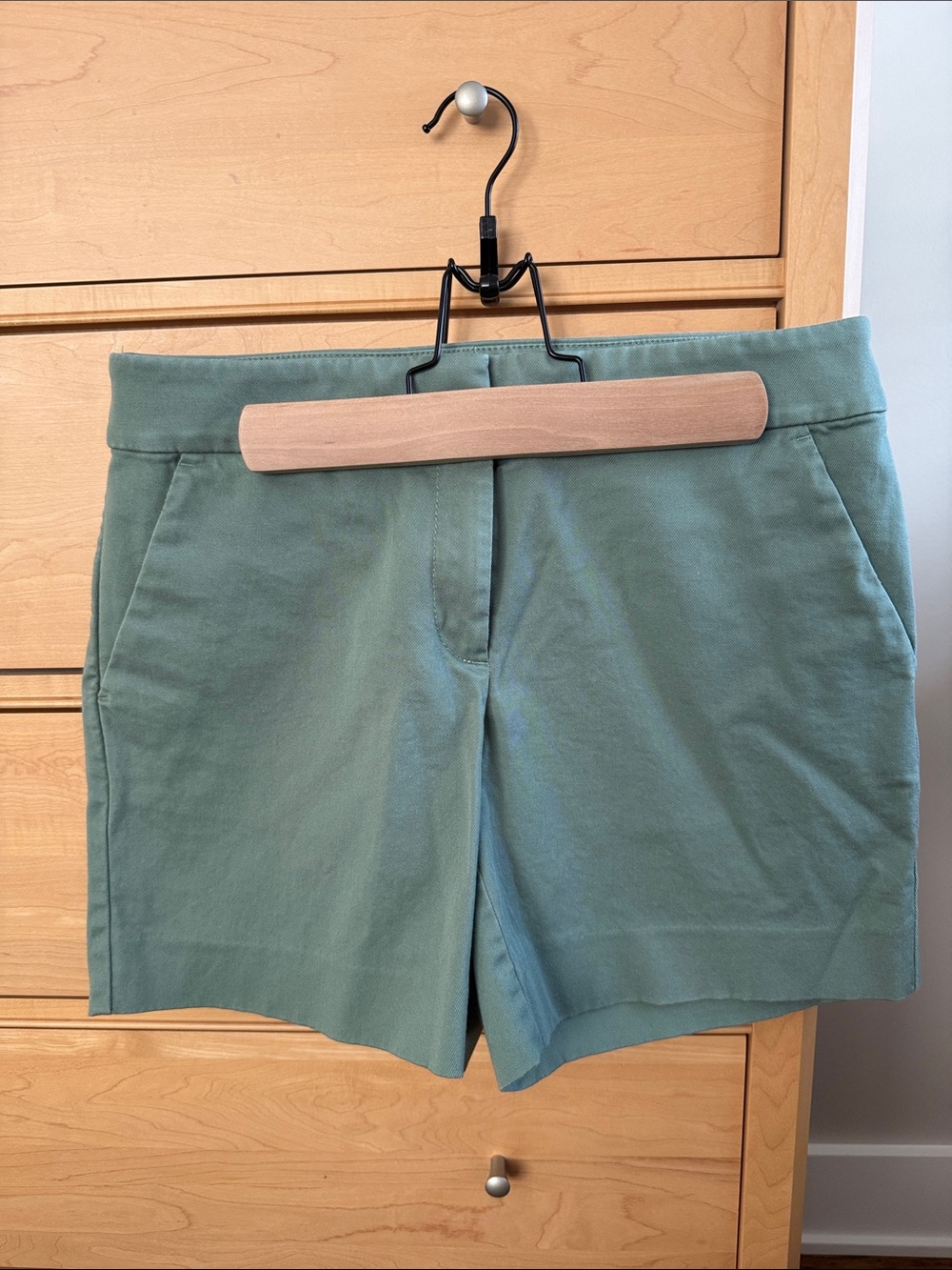 LOFT Sage Green Tailored Shorts with pockets